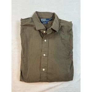 Polo Ralph Lauren Men's Shirt XL 17 Brown Estate Classic Fit Collard